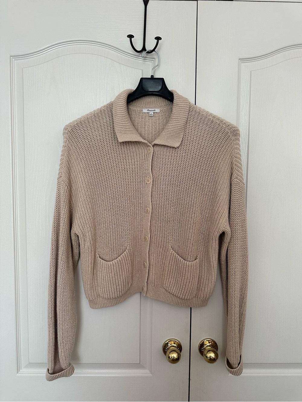 Madewell Beige Knit Button-Front Sweater Cardigan